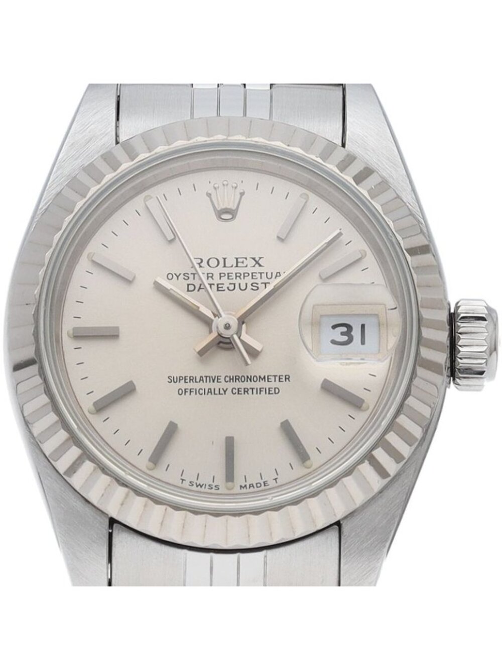 Rolex Datejust Watch 18k White Gold SS Silver